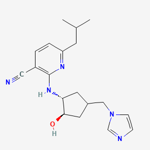 molecular formula C19H25N5O B7439913 2-[[(1R,2R)-2-hydroxy-4-(imidazol-1-ylmethyl)cyclopentyl]amino]-6-(2-methylpropyl)pyridine-3-carbonitrile 