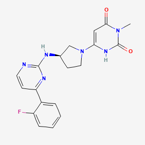 molecular formula C19H19FN6O2 B7439920 6-[(3R)-3-[[4-(2-fluorophenyl)pyrimidin-2-yl]amino]pyrrolidin-1-yl]-3-methyl-1H-pyrimidine-2,4-dione 