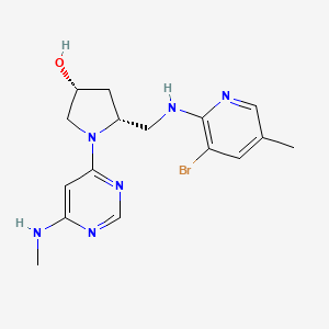 molecular formula C16H21BrN6O B7439930 (3R,5R)-5-[[(3-bromo-5-methylpyridin-2-yl)amino]methyl]-1-[6-(methylamino)pyrimidin-4-yl]pyrrolidin-3-ol 