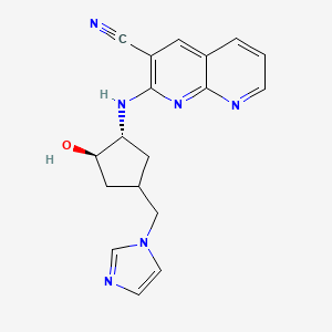 molecular formula C18H18N6O B7439931 2-[[(1R,2R)-2-hydroxy-4-(imidazol-1-ylmethyl)cyclopentyl]amino]-1,8-naphthyridine-3-carbonitrile 