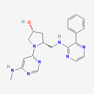 molecular formula C20H23N7O B7439934 (3R,5R)-1-[6-(methylamino)pyrimidin-4-yl]-5-[[(3-phenylpyrazin-2-yl)amino]methyl]pyrrolidin-3-ol 