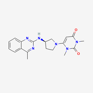 molecular formula C19H22N6O2 B7439938 1,3-dimethyl-6-[(3R)-3-[(4-methylquinazolin-2-yl)amino]pyrrolidin-1-yl]pyrimidine-2,4-dione 