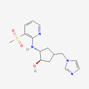 molecular formula C15H20N4O3S B7439939 (1R,2R)-4-(imidazol-1-ylmethyl)-2-[(3-methylsulfonylpyridin-2-yl)amino]cyclopentan-1-ol 