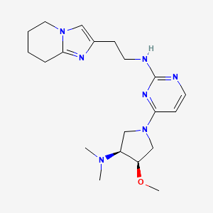 molecular formula C20H31N7O B7439947 4-[(3S,4R)-3-(dimethylamino)-4-methoxypyrrolidin-1-yl]-N-[2-(5,6,7,8-tetrahydroimidazo[1,2-a]pyridin-2-yl)ethyl]pyrimidin-2-amine 