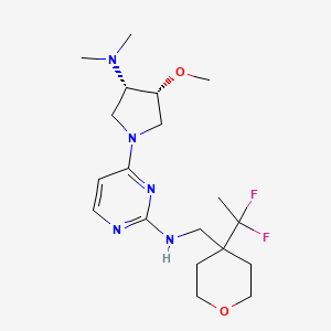 molecular formula C19H31F2N5O2 B7439954 N-[[4-(1,1-difluoroethyl)oxan-4-yl]methyl]-4-[(3S,4R)-3-(dimethylamino)-4-methoxypyrrolidin-1-yl]pyrimidin-2-amine 