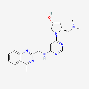 molecular formula C21H27N7O B7439960 (3R,5R)-5-[(dimethylamino)methyl]-1-[6-[(4-methylquinazolin-2-yl)methylamino]pyrimidin-4-yl]pyrrolidin-3-ol 