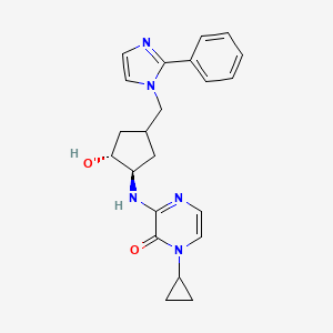 molecular formula C22H25N5O2 B7439972 1-cyclopropyl-3-[[(1R,2R)-2-hydroxy-4-[(2-phenylimidazol-1-yl)methyl]cyclopentyl]amino]pyrazin-2-one 