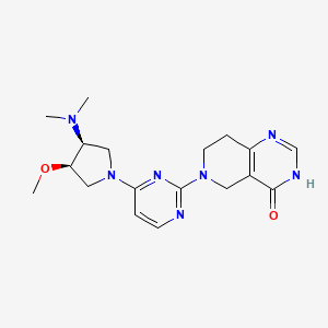 molecular formula C18H25N7O2 B7439978 6-[4-[(3S,4R)-3-(dimethylamino)-4-methoxypyrrolidin-1-yl]pyrimidin-2-yl]-3,5,7,8-tetrahydropyrido[4,3-d]pyrimidin-4-one 