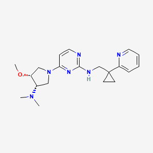 molecular formula C20H28N6O B7439980 4-[(3S,4R)-3-(dimethylamino)-4-methoxypyrrolidin-1-yl]-N-[(1-pyridin-2-ylcyclopropyl)methyl]pyrimidin-2-amine 