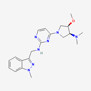 molecular formula C20H27N7O B7439981 4-[(3S,4R)-3-(dimethylamino)-4-methoxypyrrolidin-1-yl]-N-[(1-methylindazol-3-yl)methyl]pyrimidin-2-amine 