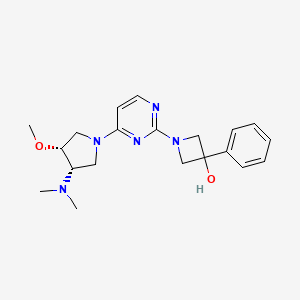 molecular formula C20H27N5O2 B7440000 1-[4-[(3S,4R)-3-(dimethylamino)-4-methoxypyrrolidin-1-yl]pyrimidin-2-yl]-3-phenylazetidin-3-ol 