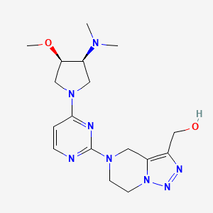 molecular formula C17H26N8O2 B7440007 [5-[4-[(3S,4R)-3-(dimethylamino)-4-methoxypyrrolidin-1-yl]pyrimidin-2-yl]-6,7-dihydro-4H-triazolo[1,5-a]pyrazin-3-yl]methanol 