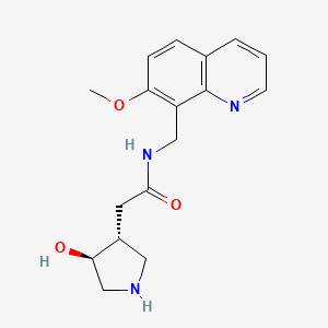 molecular formula C17H21N3O3 B7440034 2-[(3R,4S)-4-hydroxypyrrolidin-3-yl]-N-[(7-methoxyquinolin-8-yl)methyl]acetamide 