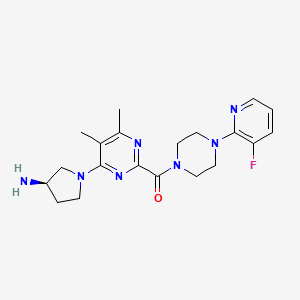 molecular formula C20H26FN7O B7440038 [4-[(3R)-3-aminopyrrolidin-1-yl]-5,6-dimethylpyrimidin-2-yl]-[4-(3-fluoropyridin-2-yl)piperazin-1-yl]methanone 