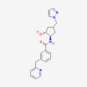 molecular formula C22H24N4O2 B7440043 N-[(1R,2R)-2-hydroxy-4-(pyrazol-1-ylmethyl)cyclopentyl]-3-(pyridin-2-ylmethyl)benzamide 