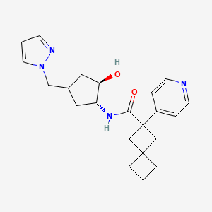 molecular formula C22H28N4O2 B7440052 N-[(1R,2R)-2-hydroxy-4-(pyrazol-1-ylmethyl)cyclopentyl]-2-pyridin-4-ylspiro[3.3]heptane-2-carboxamide 