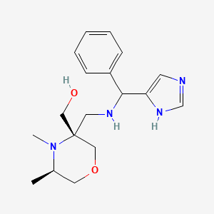 molecular formula C18H26N4O2 B7440065 [(3S,5R)-3-[[[1H-imidazol-5-yl(phenyl)methyl]amino]methyl]-4,5-dimethylmorpholin-3-yl]methanol 
