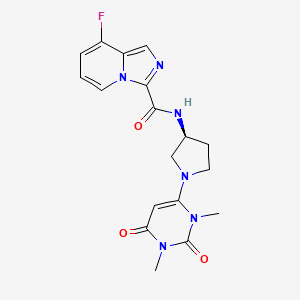 molecular formula C18H19FN6O3 B7440068 N-[(3S)-1-(1,3-dimethyl-2,6-dioxopyrimidin-4-yl)pyrrolidin-3-yl]-8-fluoroimidazo[1,5-a]pyridine-3-carboxamide 