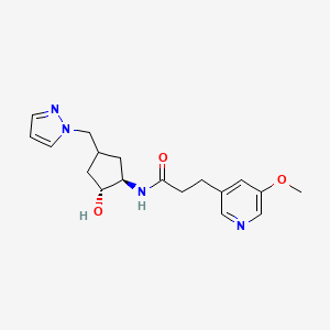 N-[(1R,2R)-2-hydroxy-4-(pyrazol-1-ylmethyl)cyclopentyl]-3-(5-methoxypyridin-3-yl)propanamide