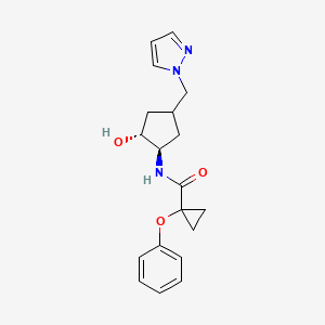 molecular formula C19H23N3O3 B7440083 N-[(1R,2R)-2-hydroxy-4-(pyrazol-1-ylmethyl)cyclopentyl]-1-phenoxycyclopropane-1-carboxamide 