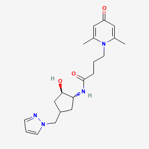 4-(2,6-dimethyl-4-oxopyridin-1-yl)-N-[(1R,2R)-2-hydroxy-4-(pyrazol-1-ylmethyl)cyclopentyl]butanamide