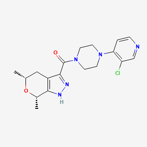 molecular formula C18H22ClN5O2 B7440100 [4-(3-chloropyridin-4-yl)piperazin-1-yl]-[(5R,7S)-5,7-dimethyl-1,4,5,7-tetrahydropyrano[3,4-c]pyrazol-3-yl]methanone 