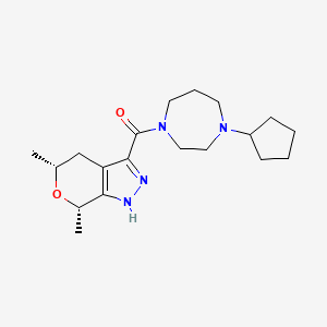 molecular formula C19H30N4O2 B7440101 (4-cyclopentyl-1,4-diazepan-1-yl)-[(5R,7S)-5,7-dimethyl-1,4,5,7-tetrahydropyrano[3,4-c]pyrazol-3-yl]methanone 