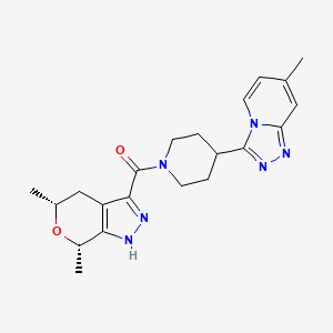 molecular formula C21H26N6O2 B7440108 [(5R,7S)-5,7-dimethyl-1,4,5,7-tetrahydropyrano[3,4-c]pyrazol-3-yl]-[4-(7-methyl-[1,2,4]triazolo[4,3-a]pyridin-3-yl)piperidin-1-yl]methanone 
