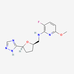 molecular formula C13H16FN5O2 B7440131 3-fluoro-6-methoxy-N-[[(2R,5S)-5-(1H-1,2,4-triazol-5-yl)oxolan-2-yl]methyl]pyridin-2-amine 