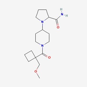 molecular formula C17H29N3O3 B7440149 1-[1-[1-(Methoxymethyl)cyclobutanecarbonyl]piperidin-4-yl]pyrrolidine-2-carboxamide 