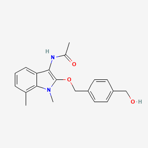 molecular formula C20H22N2O3 B7440165 N-[2-[[4-(hydroxymethyl)phenyl]methoxy]-1,7-dimethylindol-3-yl]acetamide 