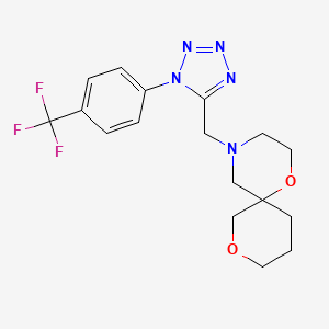molecular formula C17H20F3N5O2 B7440177 4-[[1-[4-(Trifluoromethyl)phenyl]tetrazol-5-yl]methyl]-1,8-dioxa-4-azaspiro[5.5]undecane 