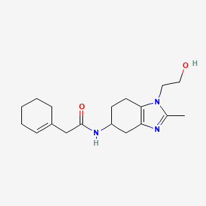 molecular formula C18H27N3O2 B7440180 2-(cyclohexen-1-yl)-N-[1-(2-hydroxyethyl)-2-methyl-4,5,6,7-tetrahydrobenzimidazol-5-yl]acetamide 