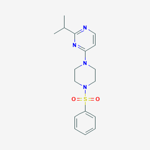 molecular formula C17H22N4O2S B7440192 4-[4-(Benzenesulfonyl)piperazin-1-yl]-2-propan-2-ylpyrimidine 