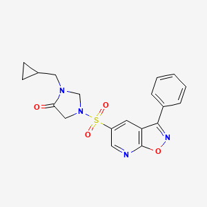 molecular formula C19H18N4O4S B7440243 3-(Cyclopropylmethyl)-1-[(3-phenyl-[1,2]oxazolo[5,4-b]pyridin-5-yl)sulfonyl]imidazolidin-4-one 