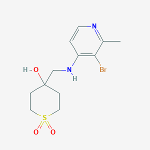 molecular formula C12H17BrN2O3S B7440271 4-[[(3-Bromo-2-methylpyridin-4-yl)amino]methyl]-1,1-dioxothian-4-ol 