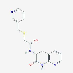 N-(2-oxo-3,4-dihydro-1H-1,8-naphthyridin-3-yl)-2-(pyridin-3-ylmethylsulfanyl)acetamide