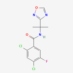 molecular formula C12H10Cl2FN3O2 B7440303 2,4-dichloro-5-fluoro-N-[2-(1,2,4-oxadiazol-3-yl)propan-2-yl]benzamide 