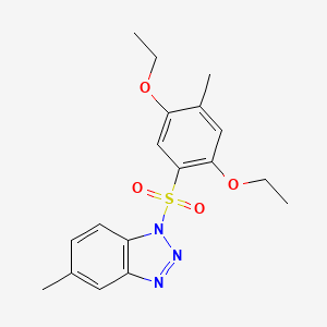 molecular formula C18H21N3O4S B7440316 1-[(2,5-diethoxy-4-methylphenyl)sulfonyl]-5-methyl-1H-1,2,3-benzotriazole 