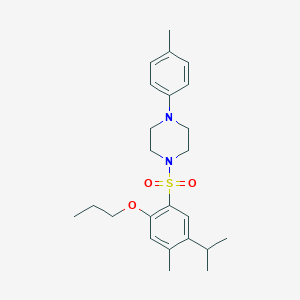 molecular formula C24H34N2O3S B7440437 1-(4-Methylphenyl)-4-(4-methyl-5-propan-2-yl-2-propoxyphenyl)sulfonylpiperazine 