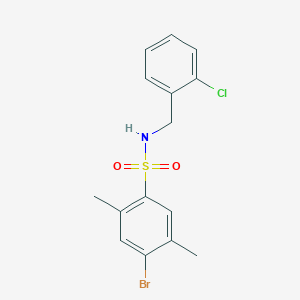 molecular formula C15H15BrClNO2S B7440450 4-bromo-N-[(2-chlorophenyl)methyl]-2,5-dimethylbenzenesulfonamide 