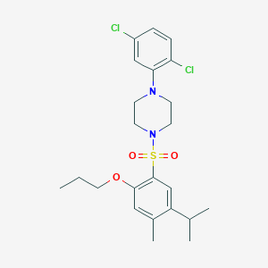 molecular formula C23H30Cl2N2O3S B7440478 1-(2,5-Dichlorophenyl)-4-(4-methyl-5-propan-2-yl-2-propoxyphenyl)sulfonylpiperazine 