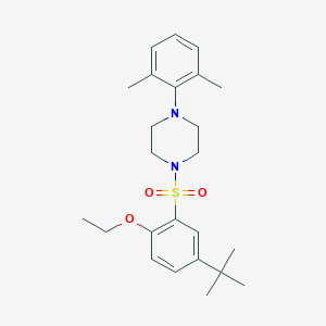 molecular formula C24H34N2O3S B7440487 1-(5-Tert-butyl-2-ethoxyphenyl)sulfonyl-4-(2,6-dimethylphenyl)piperazine 