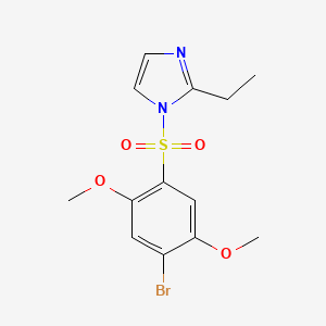 molecular formula C13H15BrN2O4S B7440492 1-[(4-bromo-2,5-dimethoxyphenyl)sulfonyl]-2-ethyl-1H-imidazole 