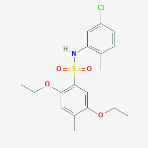 molecular formula C18H22ClNO4S B7440513 N-(5-chloro-2-methylphenyl)-2,5-diethoxy-4-methylbenzenesulfonamide 