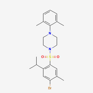 molecular formula C22H29BrN2O2S B7440516 1-(4-Bromo-5-methyl-2-propan-2-ylphenyl)sulfonyl-4-(2,6-dimethylphenyl)piperazine 