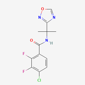 molecular formula C12H10ClF2N3O2 B7440524 4-chloro-2,3-difluoro-N-[2-(1,2,4-oxadiazol-3-yl)propan-2-yl]benzamide 