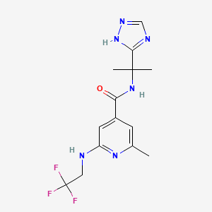 molecular formula C14H17F3N6O B7440533 2-methyl-N-[2-(1H-1,2,4-triazol-5-yl)propan-2-yl]-6-(2,2,2-trifluoroethylamino)pyridine-4-carboxamide 