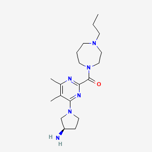 molecular formula C19H32N6O B7440539 [4-[(3R)-3-aminopyrrolidin-1-yl]-5,6-dimethylpyrimidin-2-yl]-(4-propyl-1,4-diazepan-1-yl)methanone 