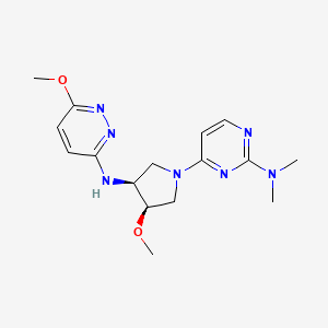 molecular formula C16H23N7O2 B7440551 N-[(3S,4R)-1-[2-(dimethylamino)pyrimidin-4-yl]-4-methoxypyrrolidin-3-yl]-6-methoxypyridazin-3-amine 